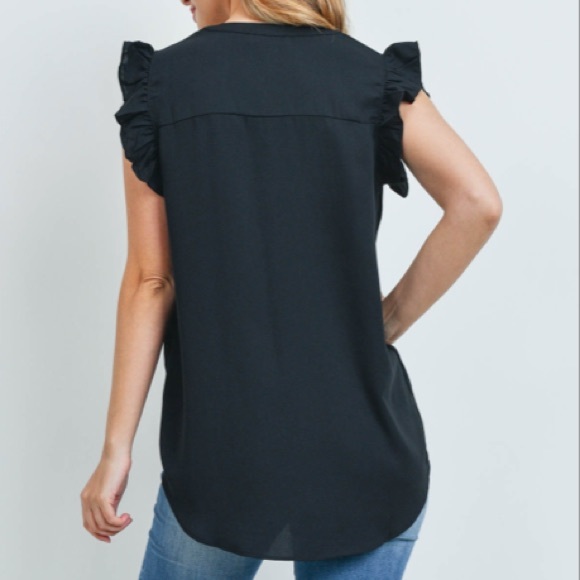Black Ruffle Sleeve Blouse - Picture 9 of 10